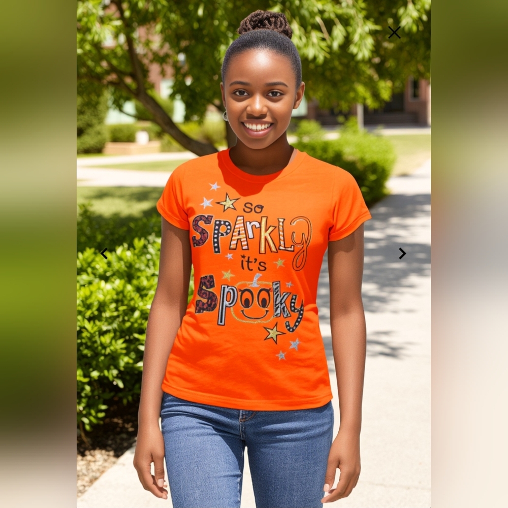 Halloween Tee with Sparkly Design Girls Size XL 14-16 - Picture 8 of 14